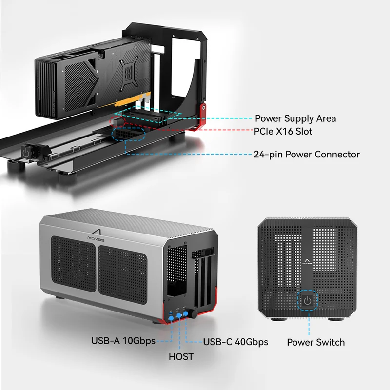 Acasis 40Gbps eGPU 엔클로저 썬더볼트 5 - Gpu External Dock Egpu Thunderbolt 4 리뷰 및 가격